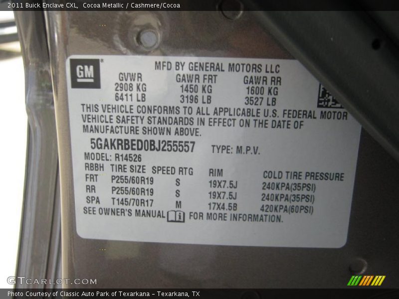 Cocoa Metallic / Cashmere/Cocoa 2011 Buick Enclave CXL
