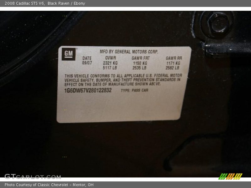 Black Raven / Ebony 2008 Cadillac STS V6