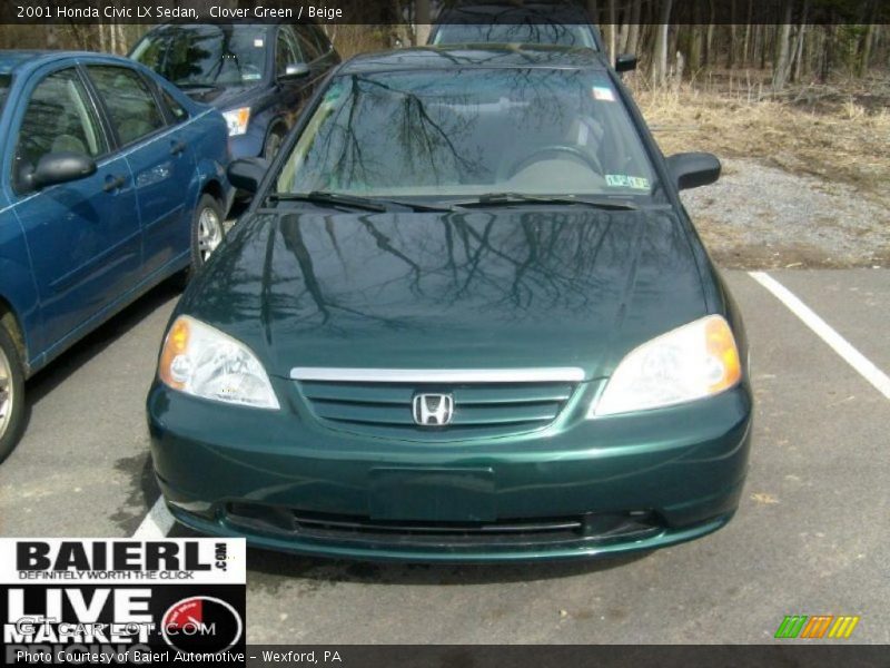 Clover Green / Beige 2001 Honda Civic LX Sedan