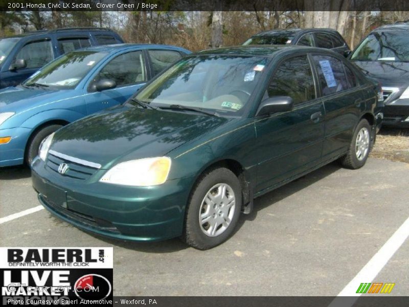 Clover Green / Beige 2001 Honda Civic LX Sedan