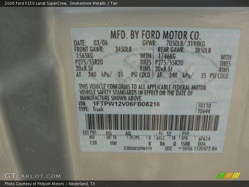 Smokestone Metallic / Tan 2006 Ford F150 Lariat SuperCrew