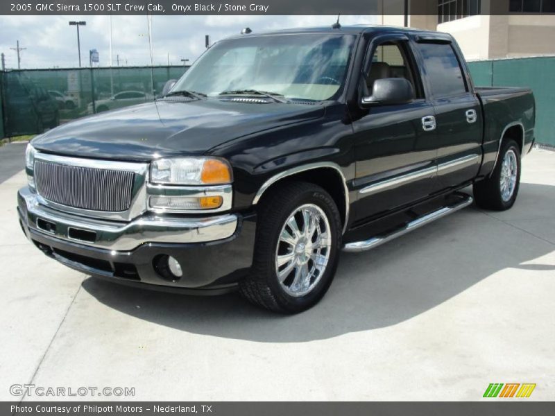 Onyx Black / Stone Gray 2005 GMC Sierra 1500 SLT Crew Cab