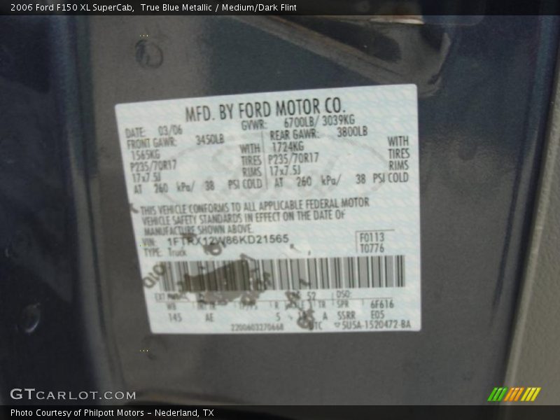 True Blue Metallic / Medium/Dark Flint 2006 Ford F150 XL SuperCab