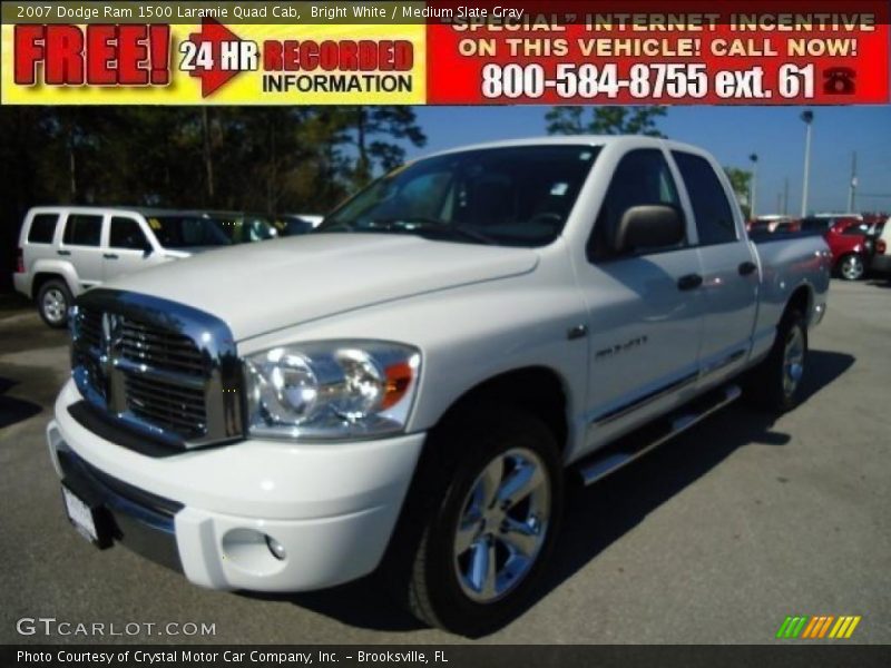 Bright White / Medium Slate Gray 2007 Dodge Ram 1500 Laramie Quad Cab