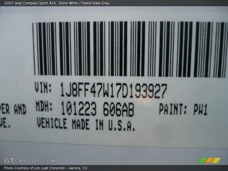 Stone White / Pastel Slate Gray 2007 Jeep Compass Sport 4x4