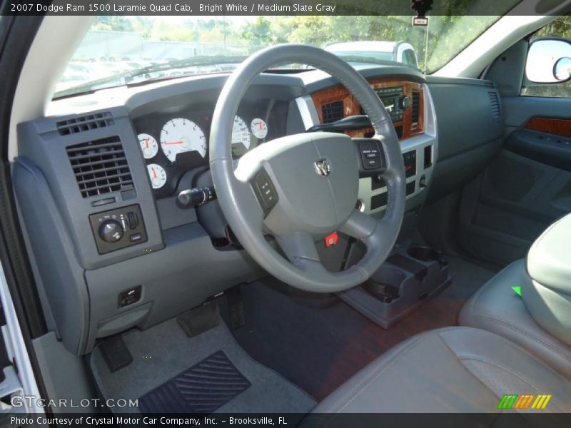 Bright White / Medium Slate Gray 2007 Dodge Ram 1500 Laramie Quad Cab