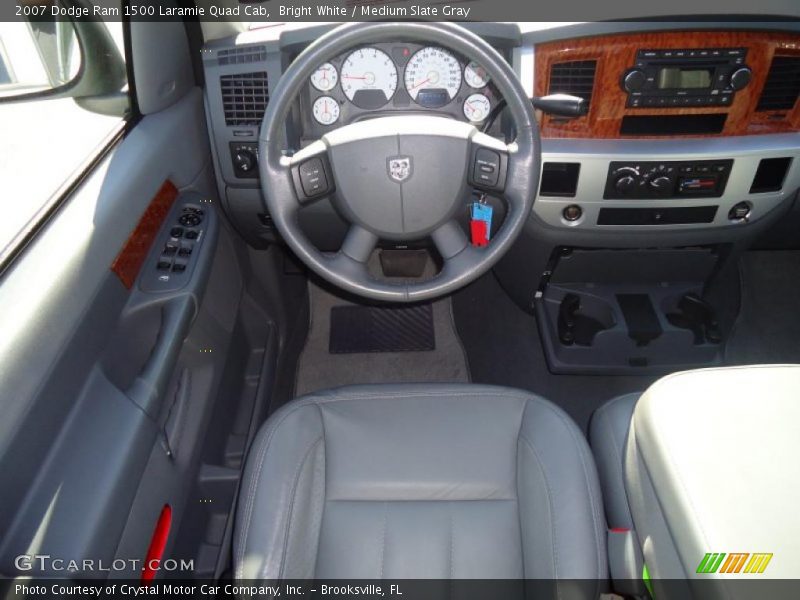 Bright White / Medium Slate Gray 2007 Dodge Ram 1500 Laramie Quad Cab