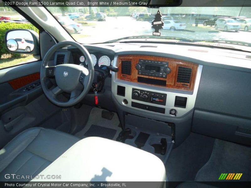 Bright White / Medium Slate Gray 2007 Dodge Ram 1500 Laramie Quad Cab