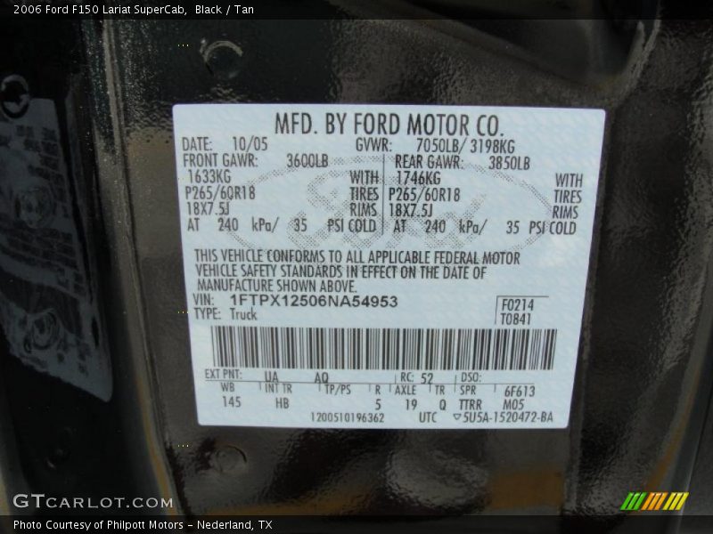 Black / Tan 2006 Ford F150 Lariat SuperCab