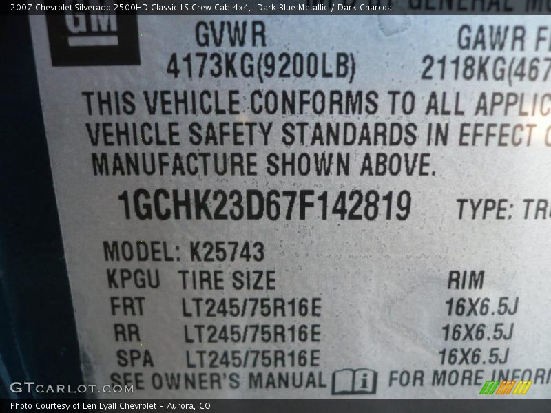 Dark Blue Metallic / Dark Charcoal 2007 Chevrolet Silverado 2500HD Classic LS Crew Cab 4x4