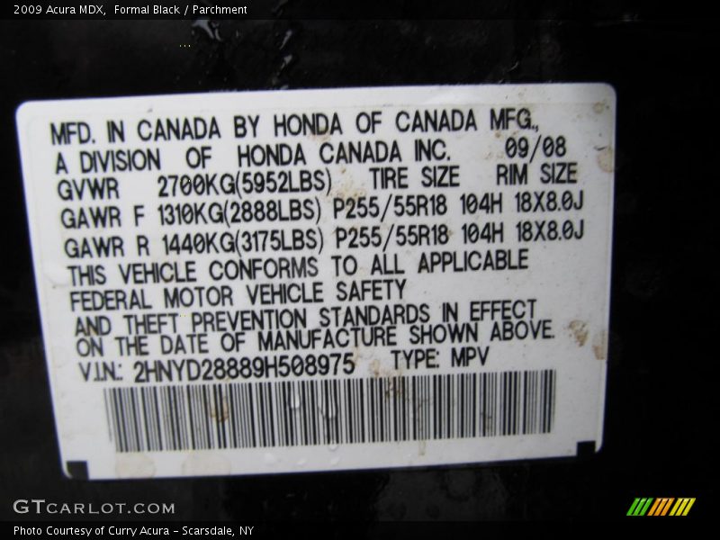 Formal Black / Parchment 2009 Acura MDX