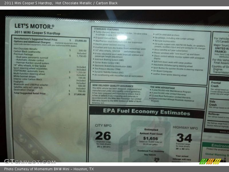 Hot Chocolate Metallic / Carbon Black 2011 Mini Cooper S Hardtop