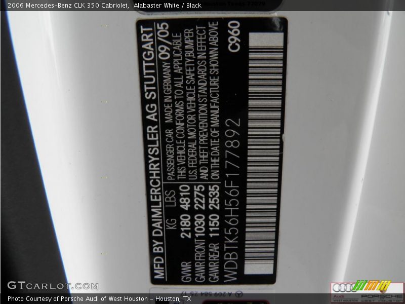 Alabaster White / Black 2006 Mercedes-Benz CLK 350 Cabriolet