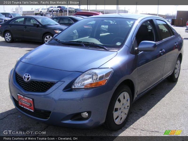 Pacific Blue Metallic / Bisque 2010 Toyota Yaris Sedan