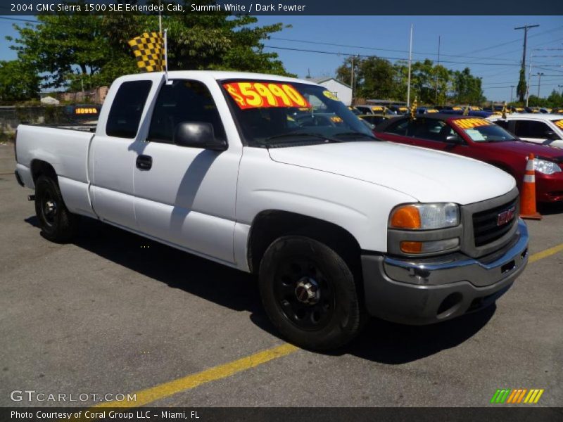 Summit White / Dark Pewter 2004 GMC Sierra 1500 SLE Extended Cab