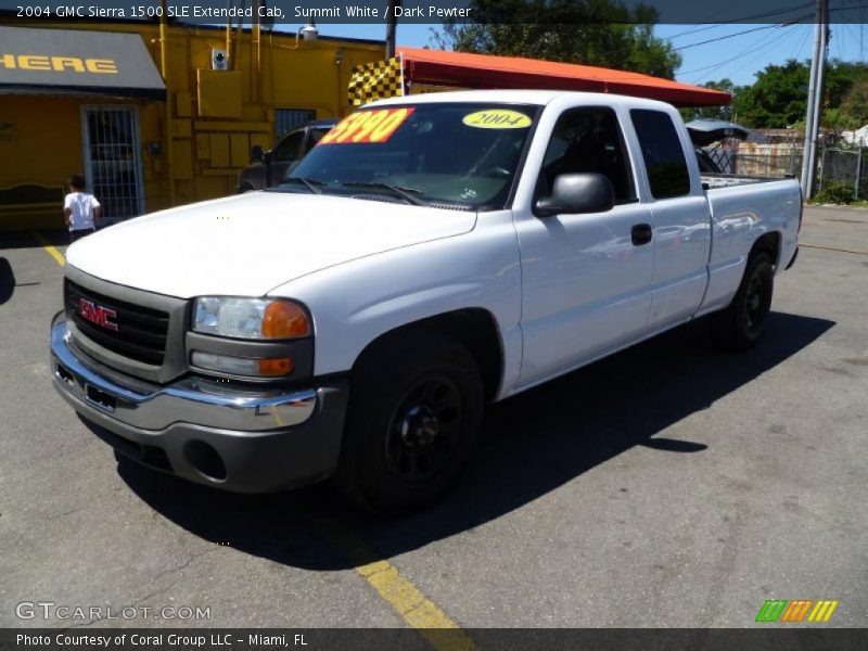 Summit White / Dark Pewter 2004 GMC Sierra 1500 SLE Extended Cab