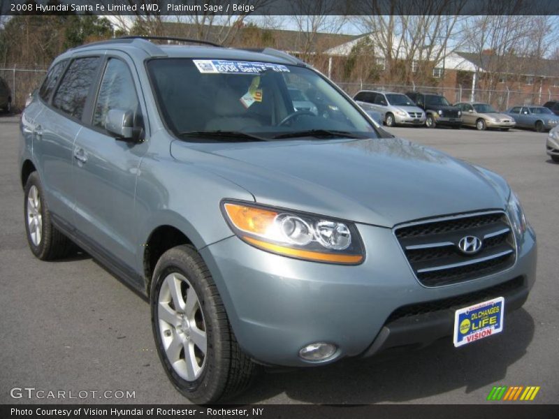 Platinum Sage / Beige 2008 Hyundai Santa Fe Limited 4WD