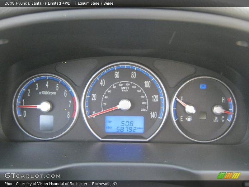 Platinum Sage / Beige 2008 Hyundai Santa Fe Limited 4WD