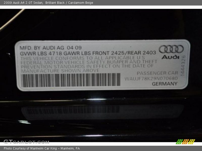 Brilliant Black / Cardamom Beige 2009 Audi A4 2.0T Sedan