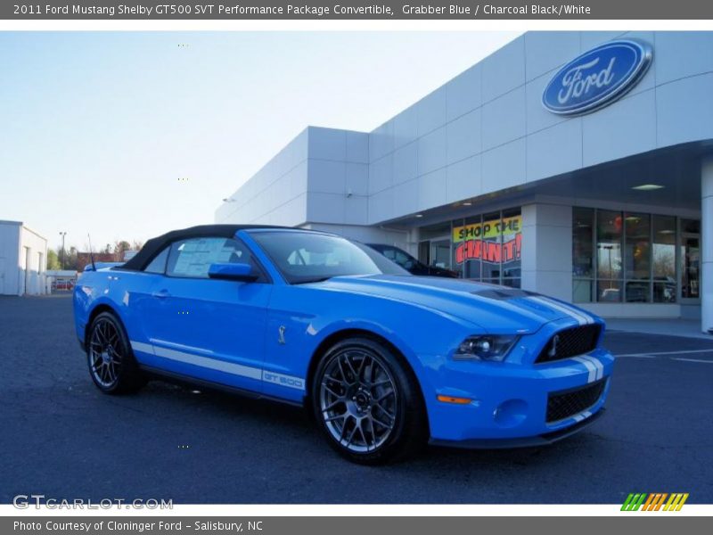 Grabber Blue / Charcoal Black/White 2011 Ford Mustang Shelby GT500 SVT Performance Package Convertible