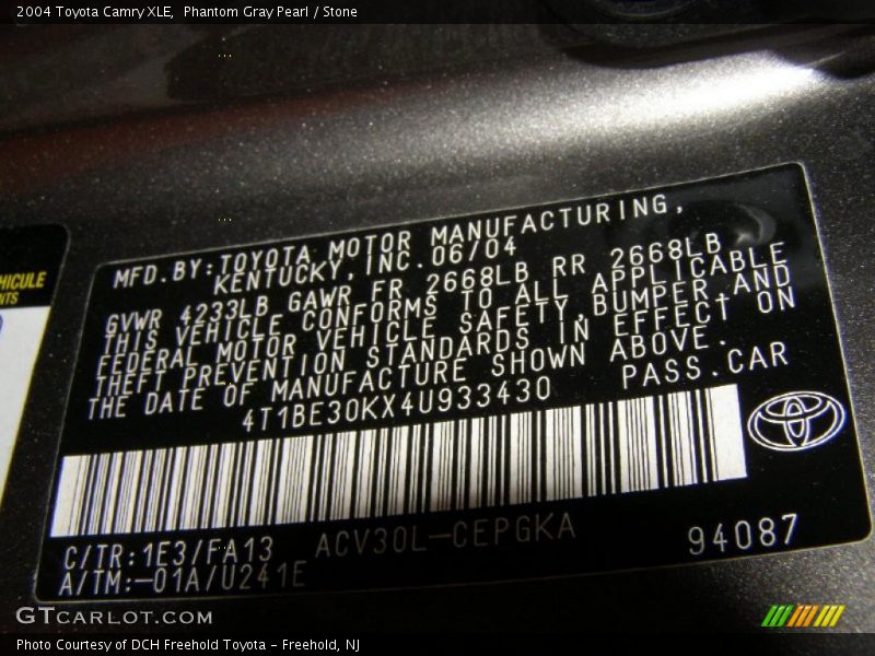 Phantom Gray Pearl / Stone 2004 Toyota Camry XLE