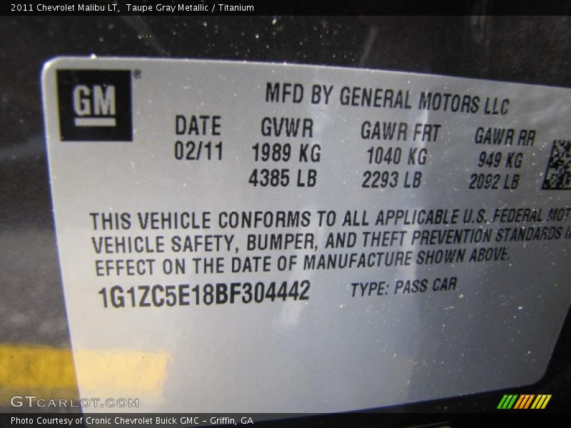 Taupe Gray Metallic / Titanium 2011 Chevrolet Malibu LT