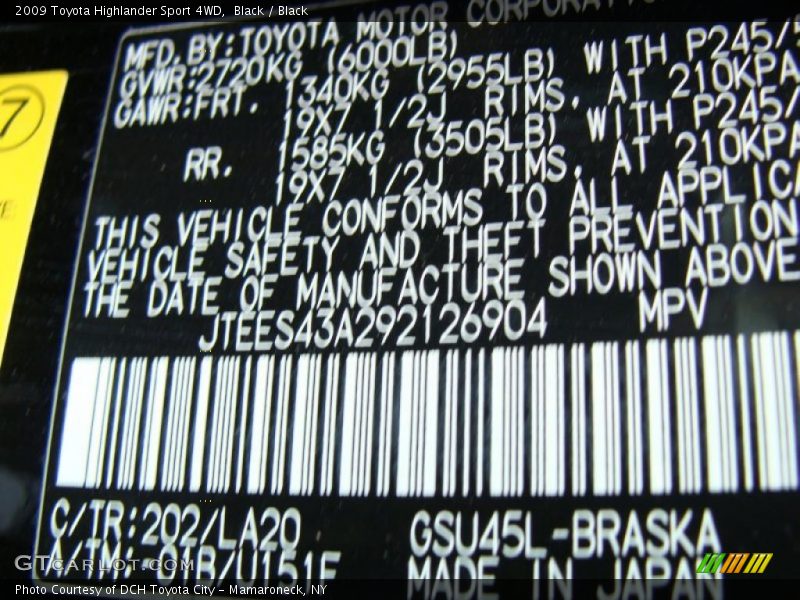 Black / Black 2009 Toyota Highlander Sport 4WD