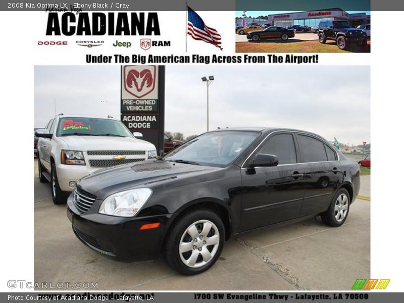 Ebony Black / Gray 2008 Kia Optima LX