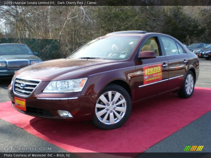 Dark Cherry Red / Camel 2009 Hyundai Sonata Limited V6