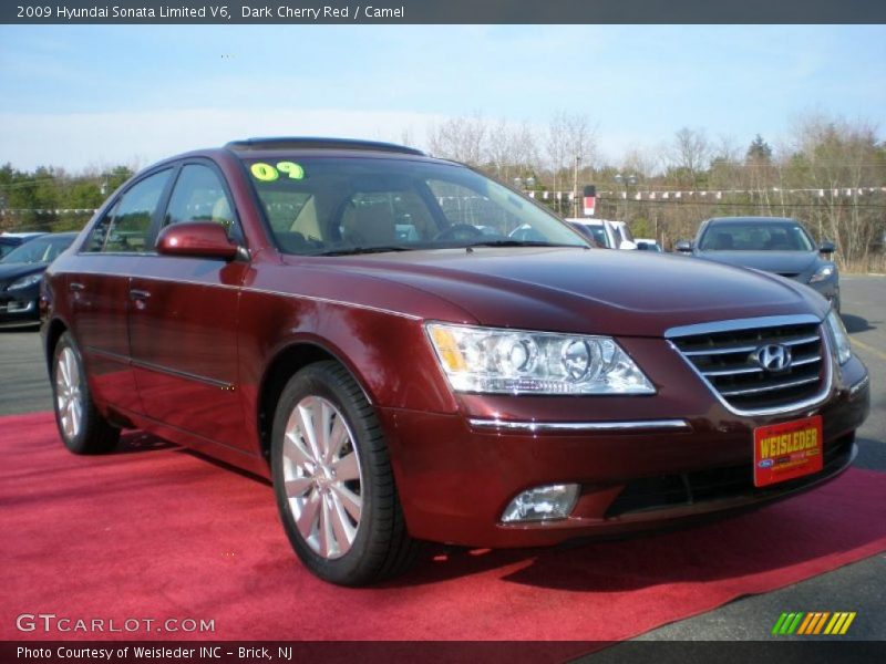 Dark Cherry Red / Camel 2009 Hyundai Sonata Limited V6