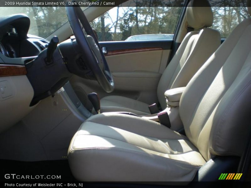 Dark Cherry Red / Camel 2009 Hyundai Sonata Limited V6