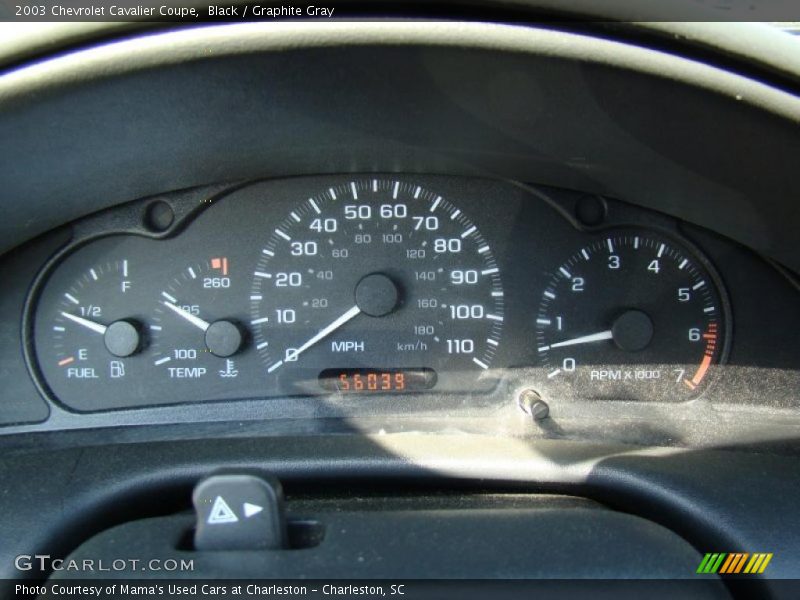 Black / Graphite Gray 2003 Chevrolet Cavalier Coupe