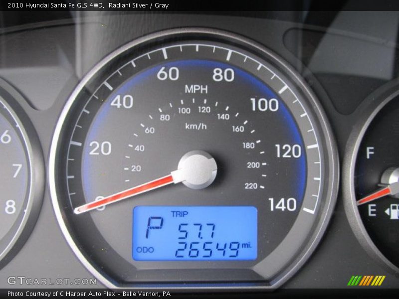 Radiant Silver / Gray 2010 Hyundai Santa Fe GLS 4WD
