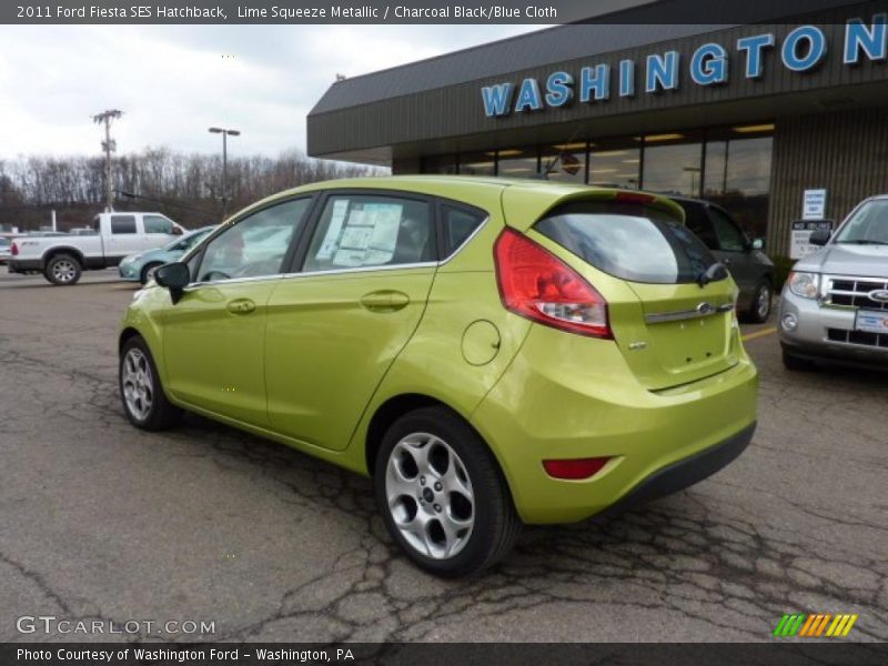 Lime Squeeze Metallic / Charcoal Black/Blue Cloth 2011 Ford Fiesta SES Hatchback