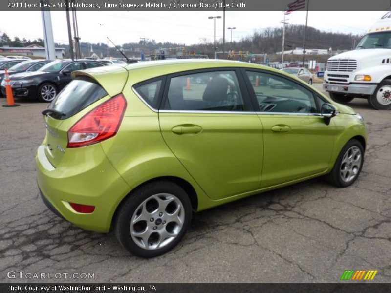 Lime Squeeze Metallic / Charcoal Black/Blue Cloth 2011 Ford Fiesta SES Hatchback