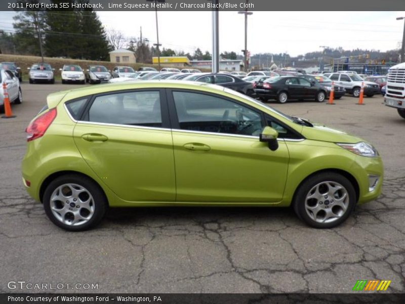 Lime Squeeze Metallic / Charcoal Black/Blue Cloth 2011 Ford Fiesta SES Hatchback