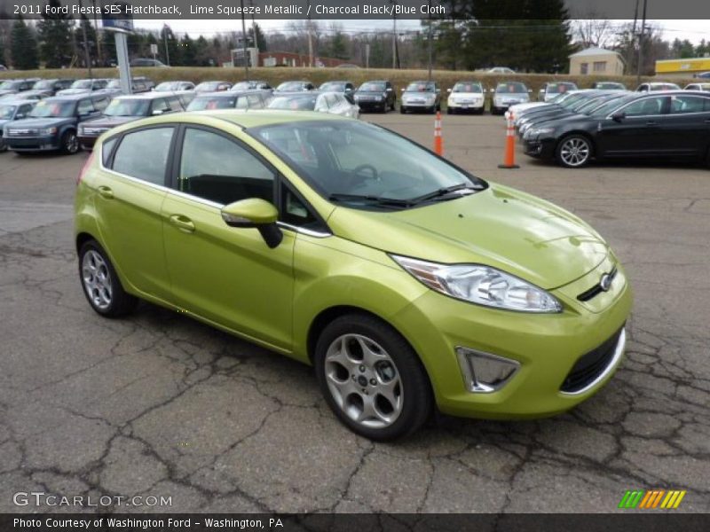 Lime Squeeze Metallic / Charcoal Black/Blue Cloth 2011 Ford Fiesta SES Hatchback