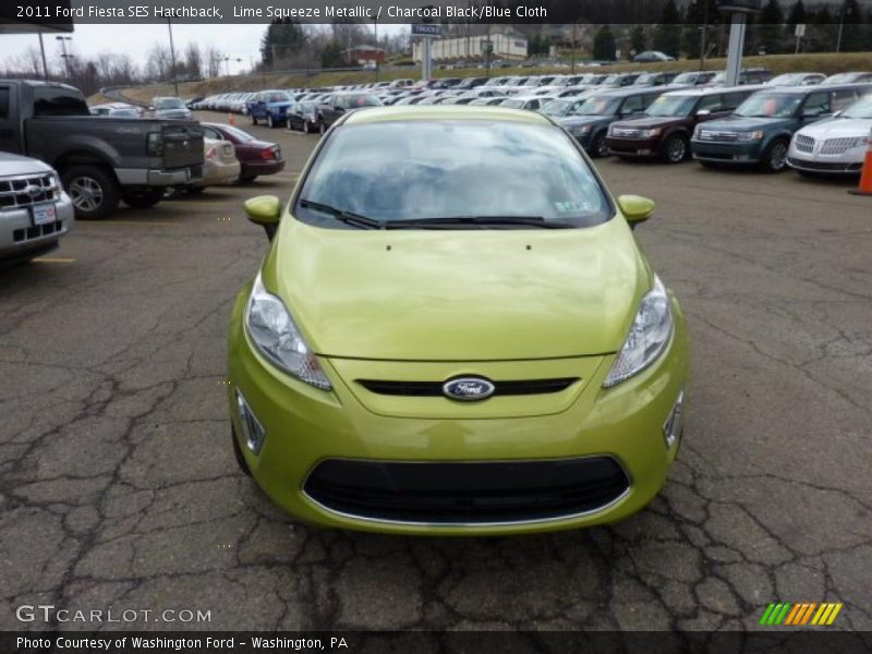 Lime Squeeze Metallic / Charcoal Black/Blue Cloth 2011 Ford Fiesta SES Hatchback