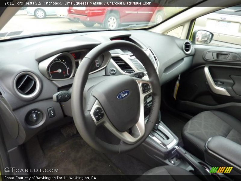 Lime Squeeze Metallic / Charcoal Black/Blue Cloth 2011 Ford Fiesta SES Hatchback