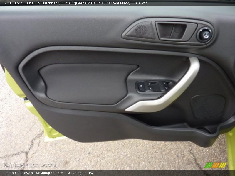 Lime Squeeze Metallic / Charcoal Black/Blue Cloth 2011 Ford Fiesta SES Hatchback