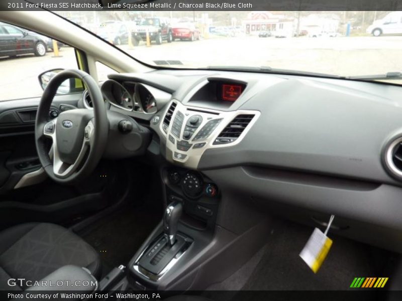 Lime Squeeze Metallic / Charcoal Black/Blue Cloth 2011 Ford Fiesta SES Hatchback