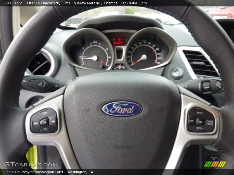 Lime Squeeze Metallic / Charcoal Black/Blue Cloth 2011 Ford Fiesta SES Hatchback