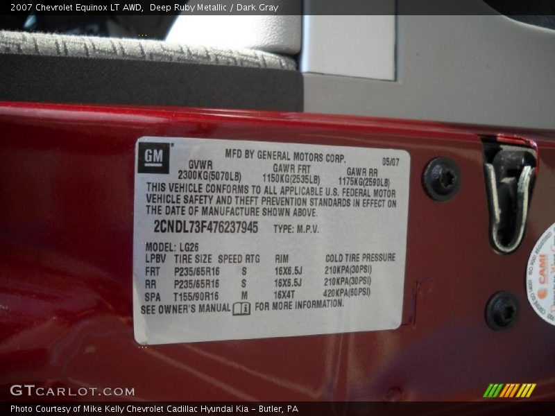 Deep Ruby Metallic / Dark Gray 2007 Chevrolet Equinox LT AWD