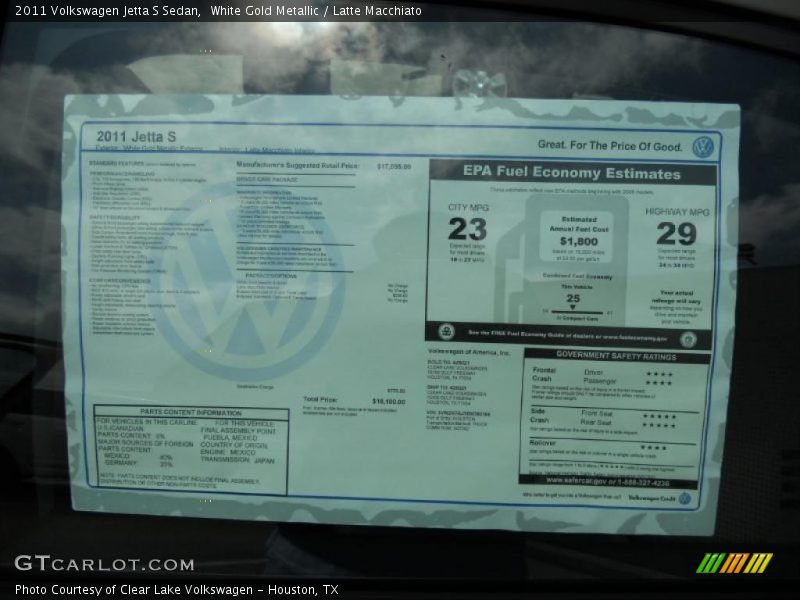 White Gold Metallic / Latte Macchiato 2011 Volkswagen Jetta S Sedan