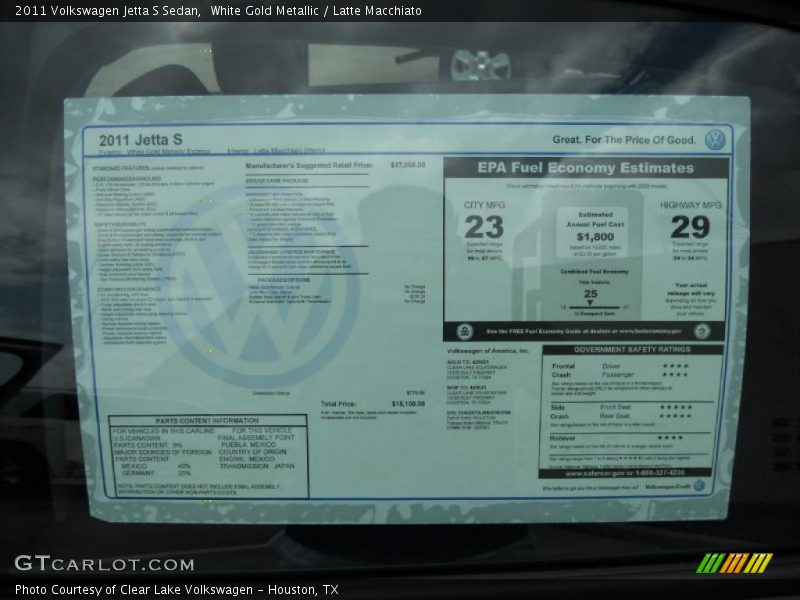 White Gold Metallic / Latte Macchiato 2011 Volkswagen Jetta S Sedan