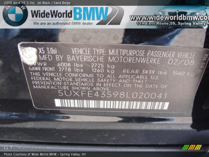 Jet Black / Sand Beige 2008 BMW X5 3.0si