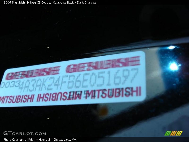 Kalapana Black / Dark Charcoal 2006 Mitsubishi Eclipse GS Coupe