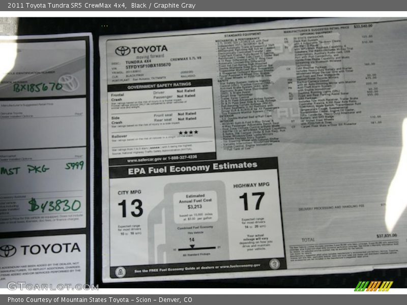 Black / Graphite Gray 2011 Toyota Tundra SR5 CrewMax 4x4