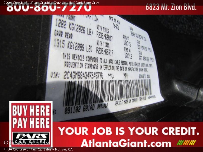 Graphite Gray Metallic / Dark Slate Gray 2004 Chrysler Pacifica
