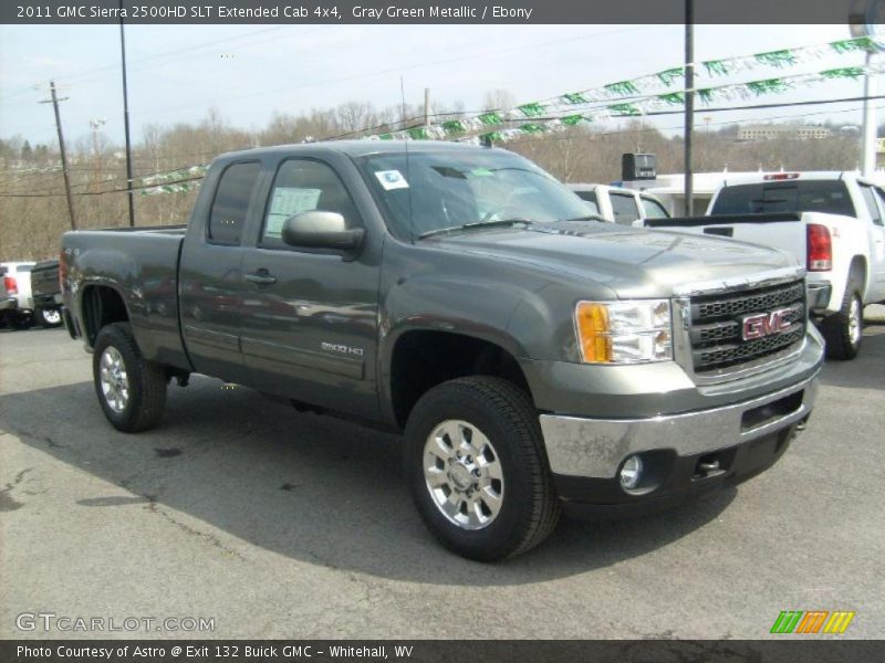 Gray Green Metallic / Ebony 2011 GMC Sierra 2500HD SLT Extended Cab 4x4